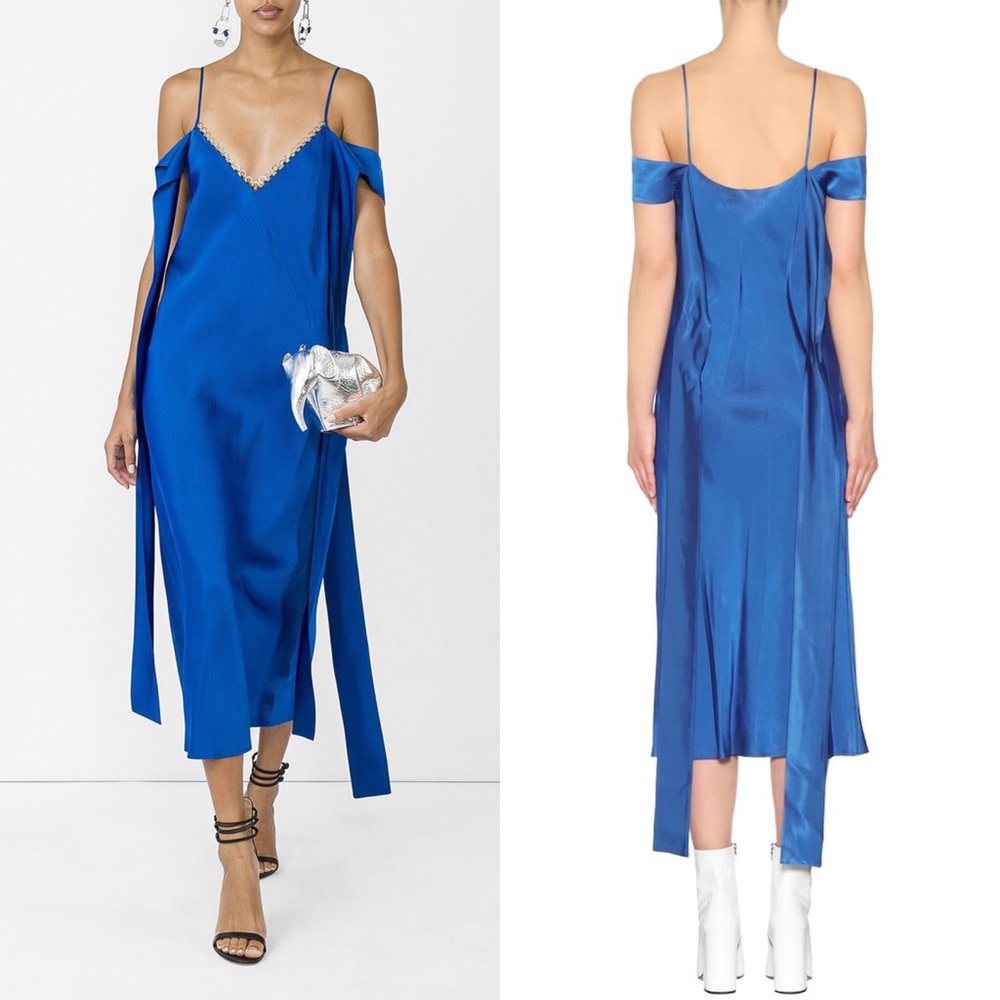 Ellery Blue Affair Cold-shoulder Twill Slip dress